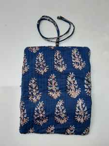 Wholesale Hand Block Printed Fabric Quilted Jewelry Pouch With Multi Pockets Zip Closure String <b>Tie</b> Coin Pouch Women Accessories - Product Image 4