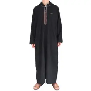 Linen Hooded Galabiyya Muslim Men Clothing Long Sleeve Saudi Arab Thobe Islamic Jubba Kaftan Robe Dress manufactures in India