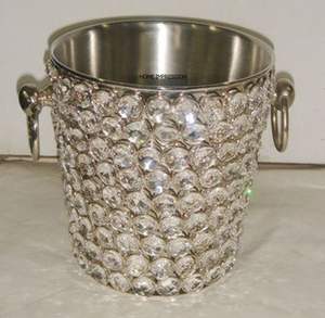 Barware de vidrio transparente Venta al por mayor Cubos de vino Enfriador Enfriadores de vino de vidrio de hielo Cubos y cubos Diseñador Cubo de vino de Vidrio Curvo para la venta - Product Image 3