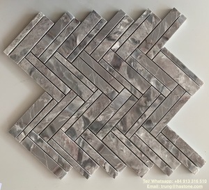 Tuile de mosaïque en marbre gris moderne CHEV de 10mm d'épaisseur pour la conception graphique de mur d'appartement intérieur Solution de conception graphique - Product Image 3