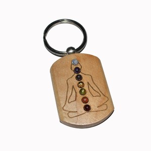 Llavero grabado de Buda con cabinas de Chakra - Product Image 1