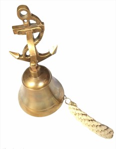 Campana de Pared Náutica Antigua de Latón Macizo con Ancla y Cuerda, Hecha a Mano, para Decoración del Hogar - Product Image 1