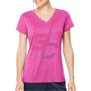 Camiseta con cuello en V para mujer deportiva OEM a precio de fábrica - Product Image 4