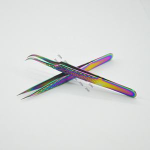 Pinzas de extensión de pestañas de marca personalizada de acero inoxidable de grado quirúrgico Premium profesional puntas fuertemente curvadas cejas - Product Image 5