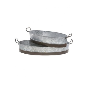 Bandeja metálica rectangular elegante para artículos en cobre y tacto blanco con trabajo martillado para vajilla de lujo - Product Image 3