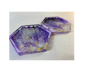 Dessous de verre en pierre de résine fait à la main tapis de tasse en résine Unique sous-verre en forme d'hexagone pour boisson chaude et froide à vendre - Product Image 6