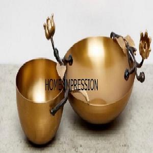 Acier inoxydable et laiton matériel de haute qualité moderne 6 compartiments feuille Design décoration bol métal décoratif concepteur bol - Product Image 6