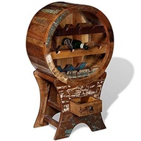 Porte-bouteilles en bois recyclé naturel fait main Akku Art |   Meuble de rangement vintage industriel pour bouteilles, mobilier Horeca pour restaurants