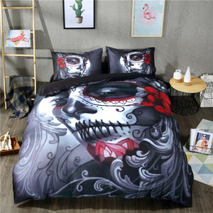 Idotex dropshipping Tùy Chỉnh Mới Màu Đen Xác Chết 4-Mảnh <span class=keywords><strong>Comforter</strong></span> <span class=keywords><strong>Skull</strong></span> Bộ Đồ Giường Đặt 3D In Bộ Đồ Giường Đặt Đôi Vua Nữ Hoàng Kích Thước - Product Image 2