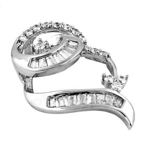 Venta caliente 925 plata esterlina dos tonos colgante con Calcedonia CZ piedra preciosa perla diamante joyería mujer regalo de boda collar - Product Image 1