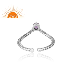 Natural Purple Amethyst Gemstone Sterling Silver Ring Jewelry Supplier <b>Oxidized</b> Stackable Ring Jewelry Wholesaler - Product Image 4
