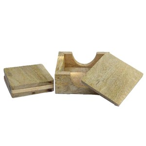 High Quality Wooden Coaster Set with Storage Box | Natural Wood Drink Coasters for Coffee <b>Table</b> | <b>Table</b> <b>Protection</b> Coaster Set - Product Image 4