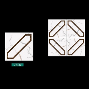 Baldosas decorativas de porcelana con diseño de bloque de doble color blanco y gris 40x40cm - Product Image 5