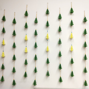 Guirlande de Noël en papier, décorations suspendues, ornement en papier de soie vert et jaune pour la décoration murale de fête de fin d'année - Product Image 2