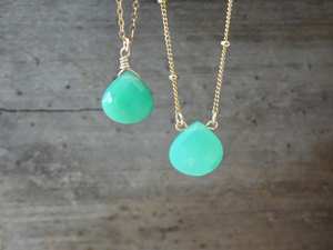 Collier en argent sterling 92.5 fait à la main avec des perles de coeur de pierre précieuse de chrysoprase naturelle 20 \ "Long plaqué or bijoux pour femmes cadeau - Product Image 6