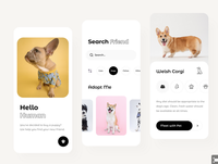 Top Notch E-Commerce Pet Shop App Meilleure conception d'application de soins mobiles pour animaux de compagnie pour la version Internet