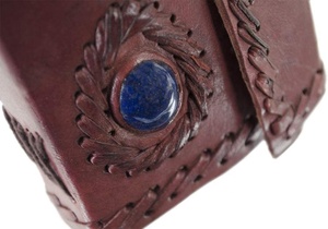 New Era Creative Handmade Vintage Leather Journal Blue <b>Stone</b> Embellishment Luxury Cover Promotional <b>Notebook</b> Corporate Gifting - Product Image 3