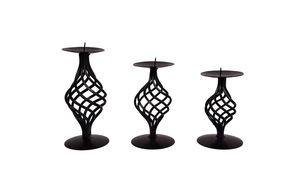 IRON KNIT <b>BLACK</b> <b>CANDLE</b> HOLDER Brassworld India - Product Image 2