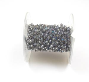 Cuentas místicas transparentes, piedras preciosas naturales de latón, Rosario con cuentas hechas a mano, piedra natal, collar de cadena bohemio, joyería - Product Image 1