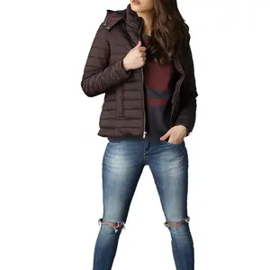 Vente en gros Manteau bouffant uni pour fille Veste bouffante décontractée pour femme Veste polaire standard d'hiver Blouson aviateur imprimé