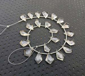 22 pièces de pierres précieuses en cristal naturel à facettes forme fantaisie perles de Briolette incolore Quartz clair bijoux de bricolage vente en gros - Product Image 4