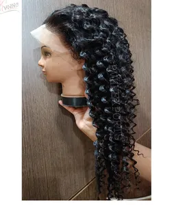 Long Curly Front Lace Wig Human Hair 100 Virgin Indian Hair Wig