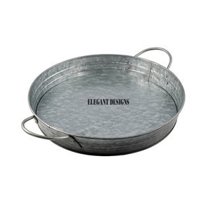 Juego de tres platos de servicio rectangulares vintage Bandeja de metal galvanizado al por mayor en diferentes tamaños - Product Image 3