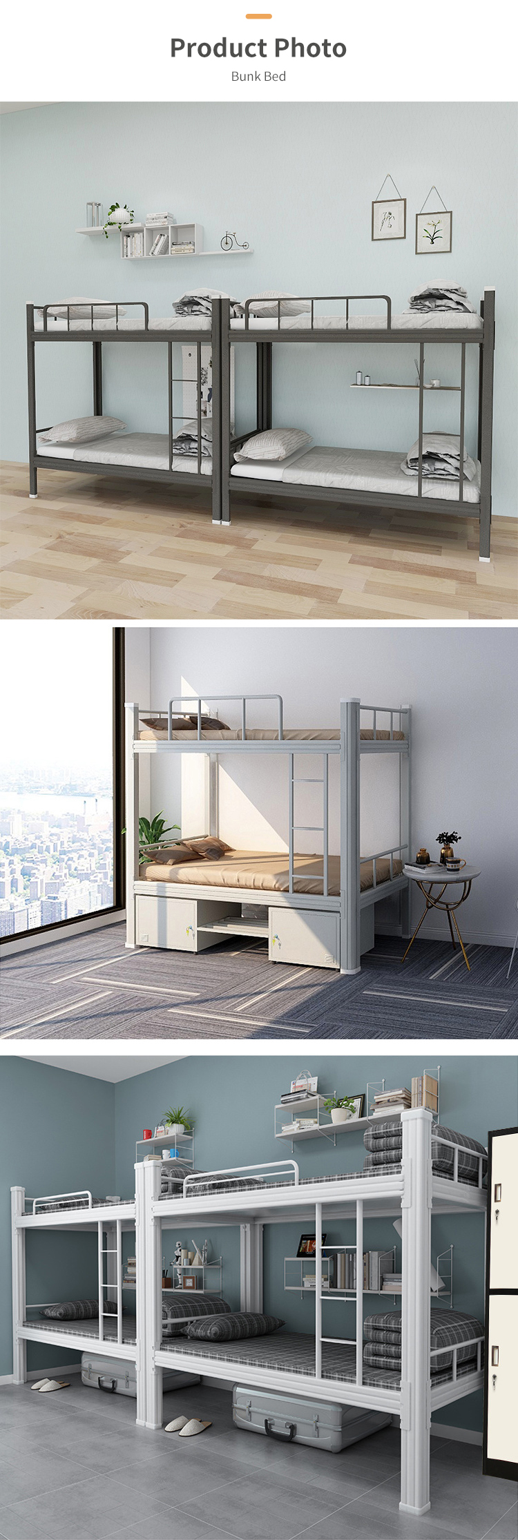 Top sell double decker steel bunk bed for adults worker twin metal bunk bed staff bedroom iron bunk beds