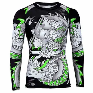 OEM设计压缩mma皮疹护卫，oem mma rashguard，定制升华印刷男子皮疹护卫