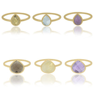 Prêt à expédier classique plaqué or 925 argent sterling multi couleur pierres précieuses en vrac stock bague en gros pas cher prix - Product Image 1