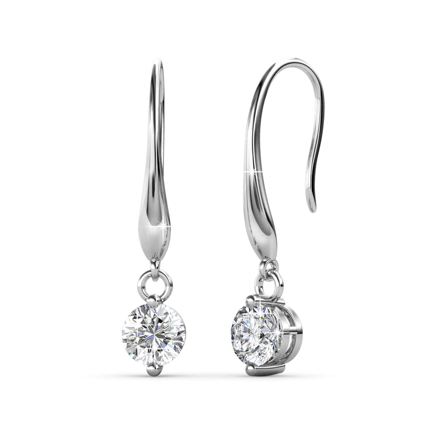 Brass 18k White Gold Plated Hook Earrings