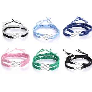 Fashion Paracord Rope with 8 Shape Stainless Steel Charm Lucky Bracelet Infinity Bracelets for Couple