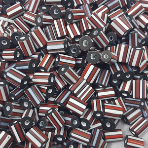 Cuentas de comercio veneciano en vidrio con patrón de Chevron Cuentas de tubo sueltas Cuentas de rayas de cristal en tamaños de 4mm 6mm 8mm - Product Image 1