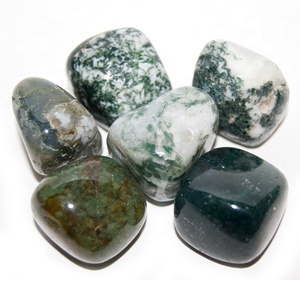 Pierre roulée d'agate mousse naturelle, pierre précieuse verte polie, cristal de guérison, méditation, cadeau spirituel, collection en gros - Product Image 1