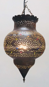 New Handmade Moroccan Moorish Bronze Pendant <b>Lantern</b> With Multi-Color Glass for Indoor and Outdoor Decoration in Best Quality - Product Image 6
