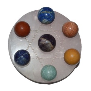Siete Chakra bola de la Estrella de David de cuarzo rosa Base - Product Image 1