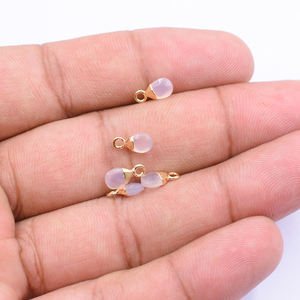 Pendentif en quartz rose de 8 à 10 mm avec bélière, forme poire, plaqué or, pour la fabrication de bijoux - Product Image 4