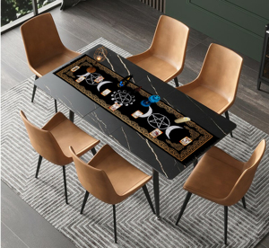 Handmade Cotton Wiccan Bảng Vải Dài Vuông Bàn Thờ Vải Với In Sao Trăng Trang Trí Nội Thất Bởi Ấn Độ Consignors - Product Image 3