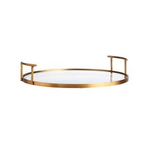 Plateau de service miroir traditionnel de forme arrondie, plateau de service décoratif fait à la main, fournitures d'hôtel, plat de service abordable - Product Image 6