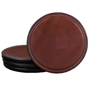 Ensemble de verres à vin en cuir, sous-verre avec Set de support, tapis à gobelet rond, à usage domestique et pour la cuisine - Product Image 1