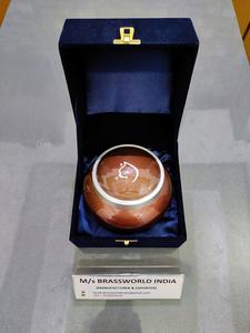 brown odyssey with colourful pet paw hand painted aluminium pet cremation urn <b>funeral</b> <b>supplies</b> Brassworld India - Product Image 4