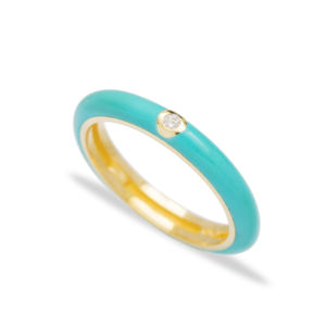 Anillo de piedra de circón esmaltado negro para mujer, joyería de plata de ley 925, anillos esmaltados coloridos - Product Image 4