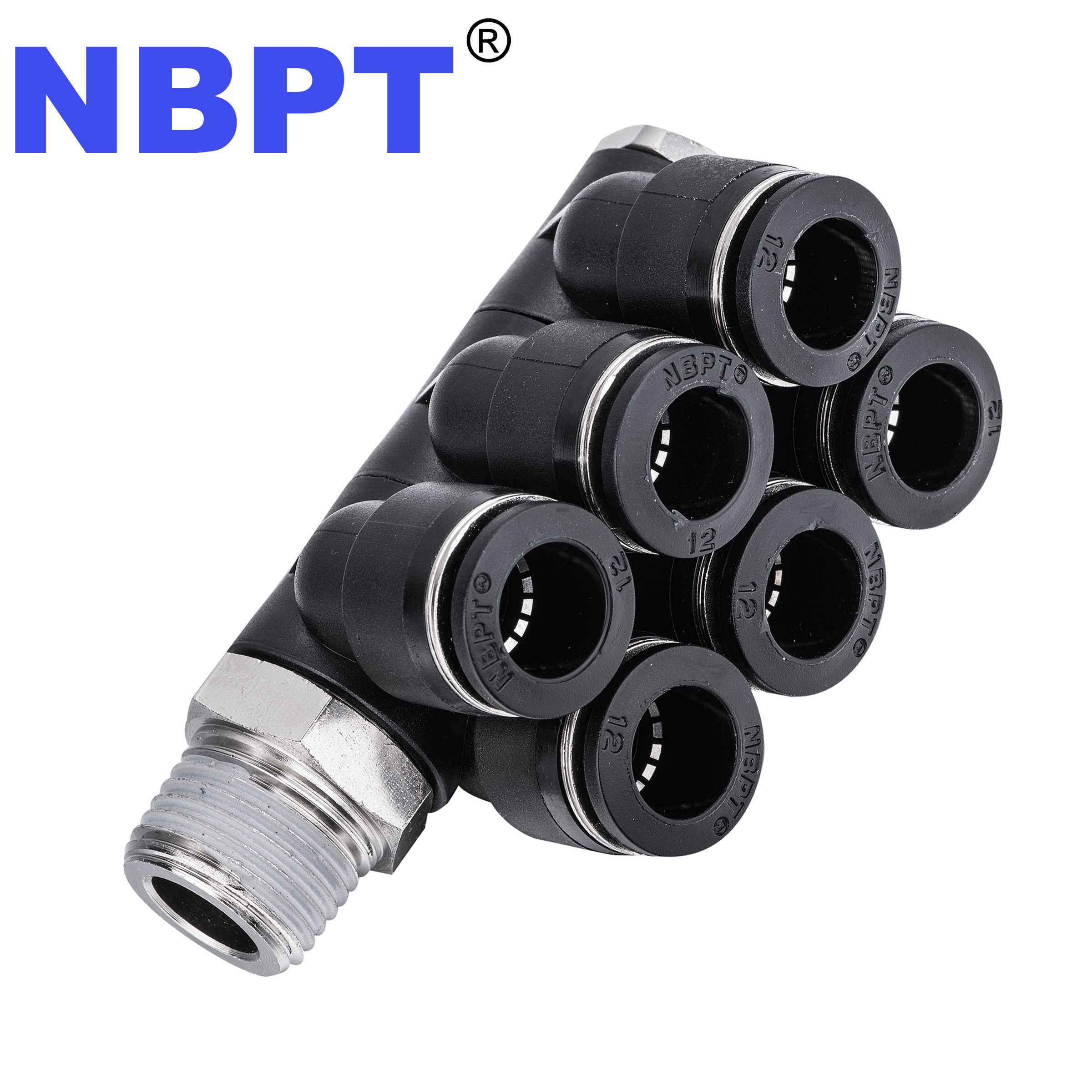Triple Double Bonjo 6 ports Collecteur Raccord enfichable Filetage Mâle Pousser pour connecter