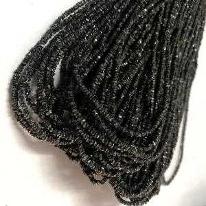 2mm to 3.5mm Natural Black Diamonds Stone Rough Uncut Gemstone Beads Strands Beads for Jewelry Making Necklaces Bracelets DIY