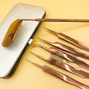 Nouvelle pince à épiler durable en acier inoxydable pince à cils or Rose Volume russe solide Extension de cils pince à épiler vison Logo gratuit - Product Image 1