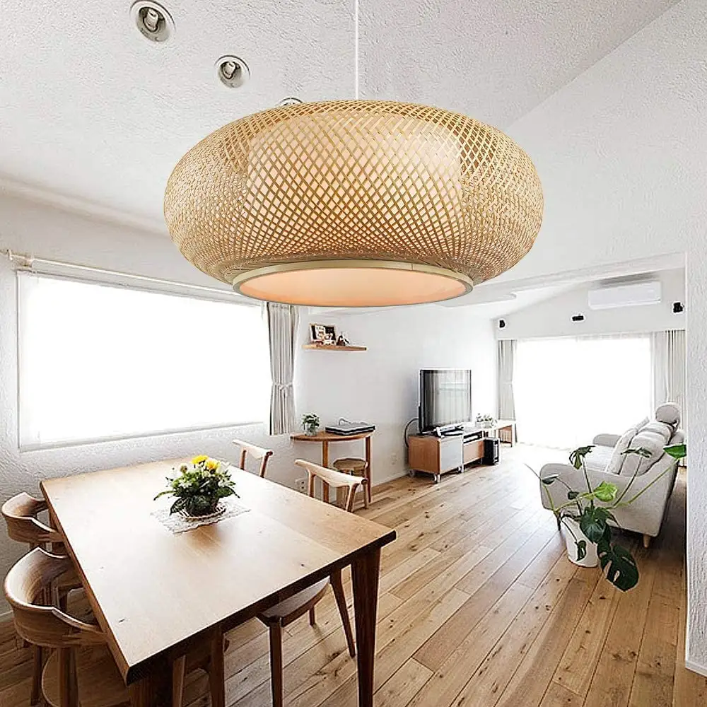 Lanterne suspendue en rotin au design Antique, design moderne, éclairage d'intérieur, luminaire décoratif de plafond en bois naturel, couleur Beige
