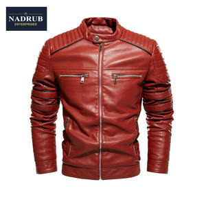 Veste rétro en cuir polaire pour hommes, manteau tendance hiver chaud Streetwear pour motos - Product Image 6
