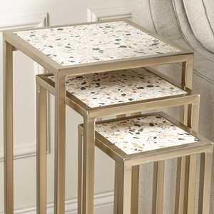 New Design Multipurpose Side <b>Table</b> <b>Set</b> of 3 Living Room Furniture with <b>Marble</b> Top Iron Frame for Home Bed Hotels Restaurants - Product Image 3