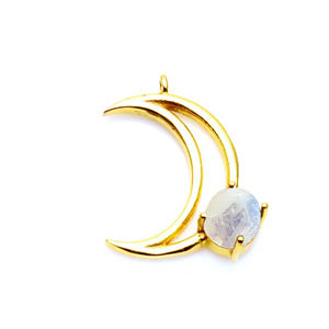 Pendentif en pierre de lune arc-en-ciel, pour fille, avec pierre précieuse ovale, réglable - Product Image 1