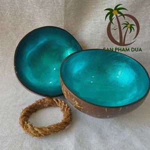Cuenco de cáscara de coco ecológico hecho a mano en diseño de laca de color, cuchara decorativa para el hogar, tenedor, juego de Spork de Vietnam - Product Image 5